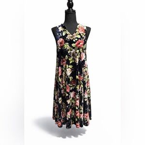 I JOAH Floral Velvet Midi Dress Large